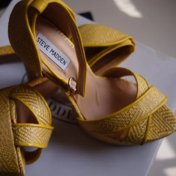 Steve Madden heels prada size 9 tropical havana yellow - Picture 1 of 10